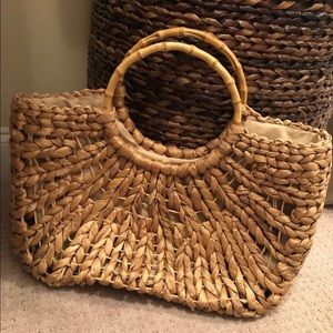 Real Straw Bag with Bamboo handle